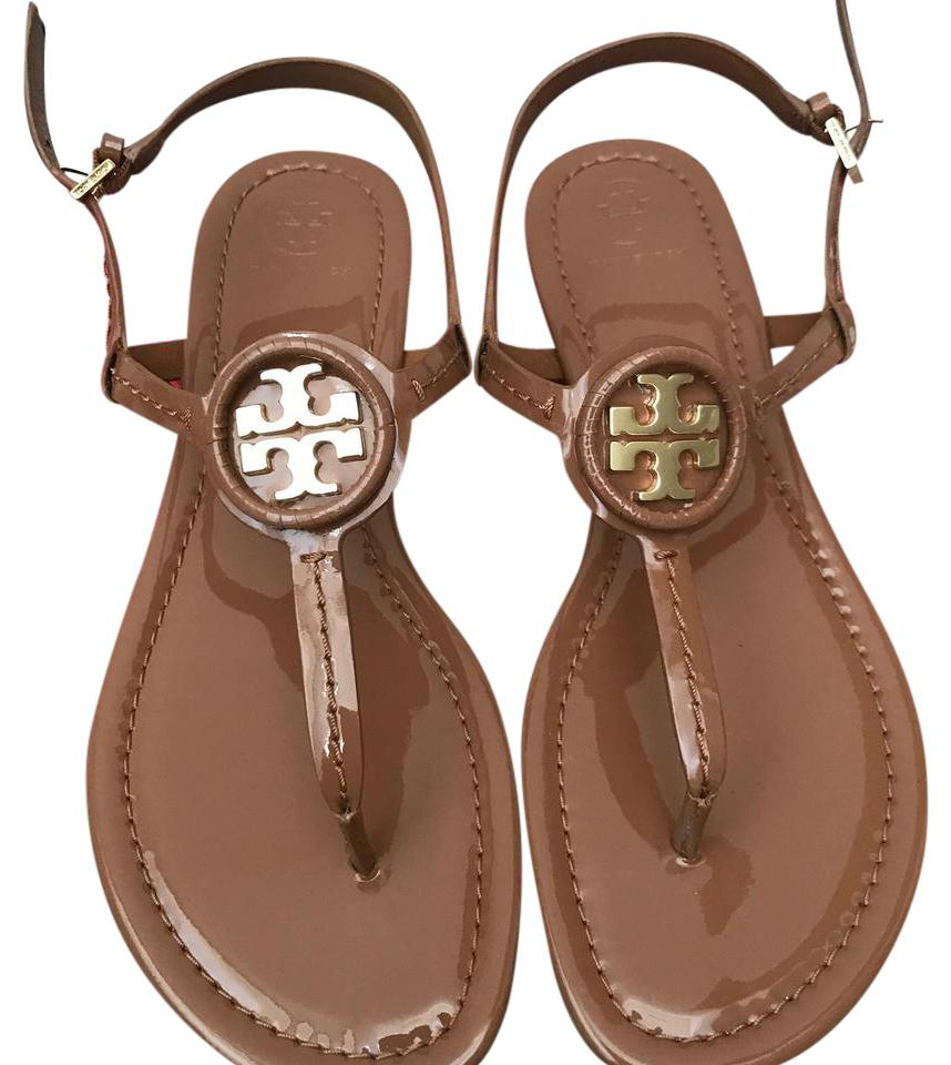 Tory Burch 42752 Royal Tan Dillan Soft Patent Leather Sandals
