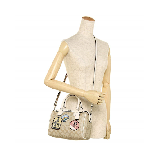 Coach F29357 Mini Bennett Satchel Signature Canvas With Minnie Mouse Patches Light Khaki Chalk